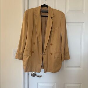 Vintage Ellen Tracy 100% Silk Gold Blazer